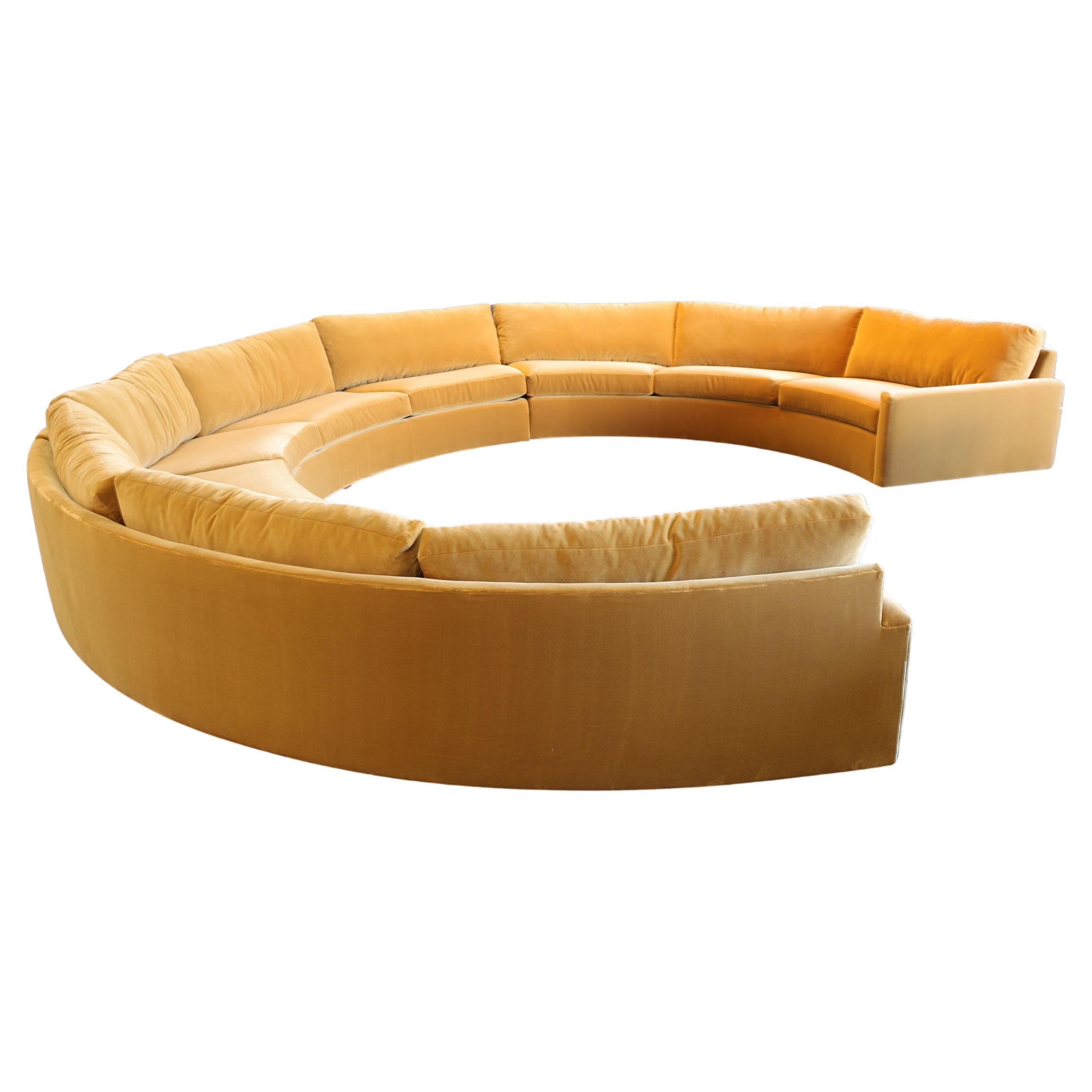 Milo Baughman para Thayer Coggin Sofá circular grande de mohair y palisandro en venta