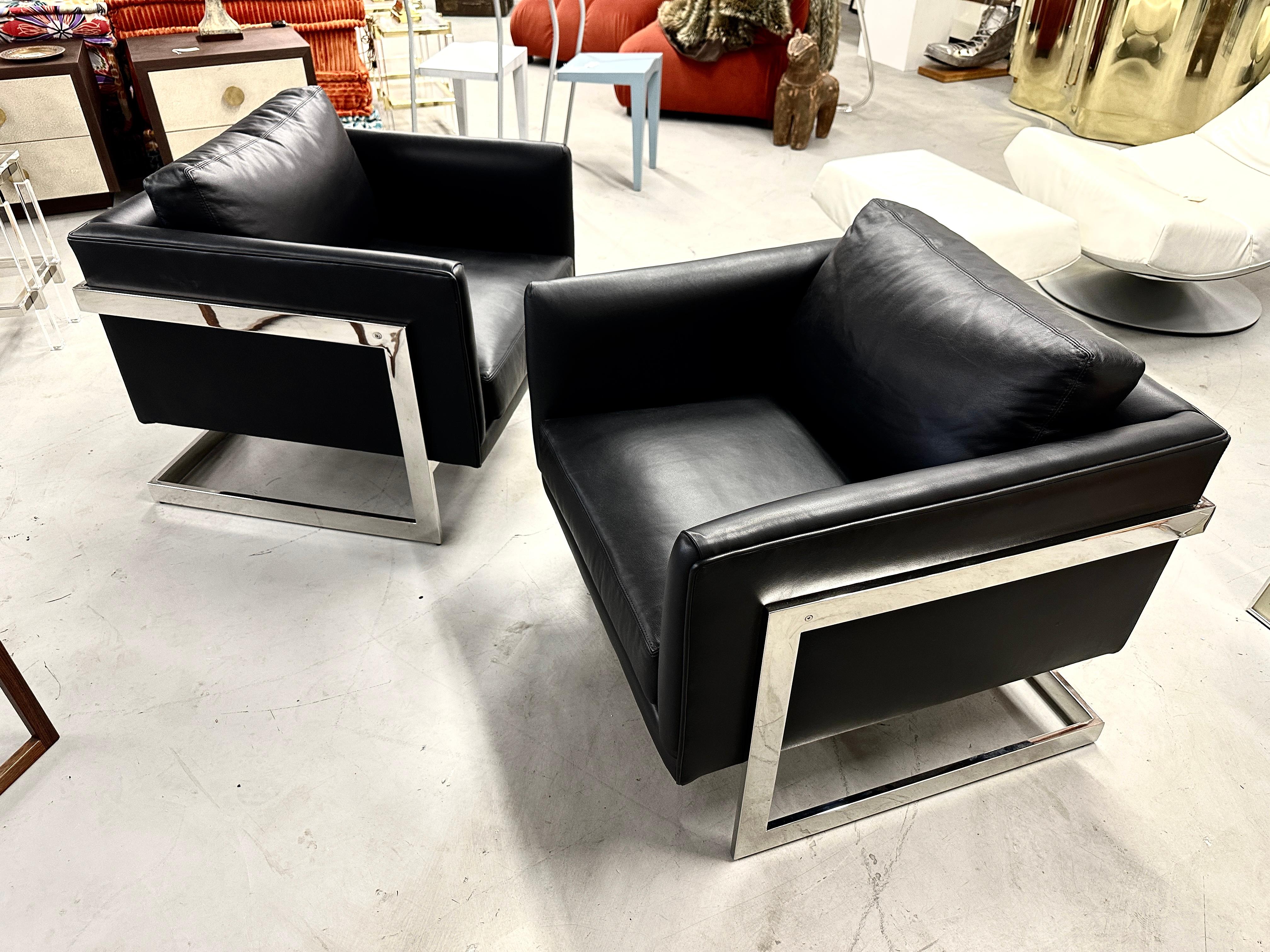 Milo Baughman for Thayer Coggin Leather T Chairs For Sale 7
