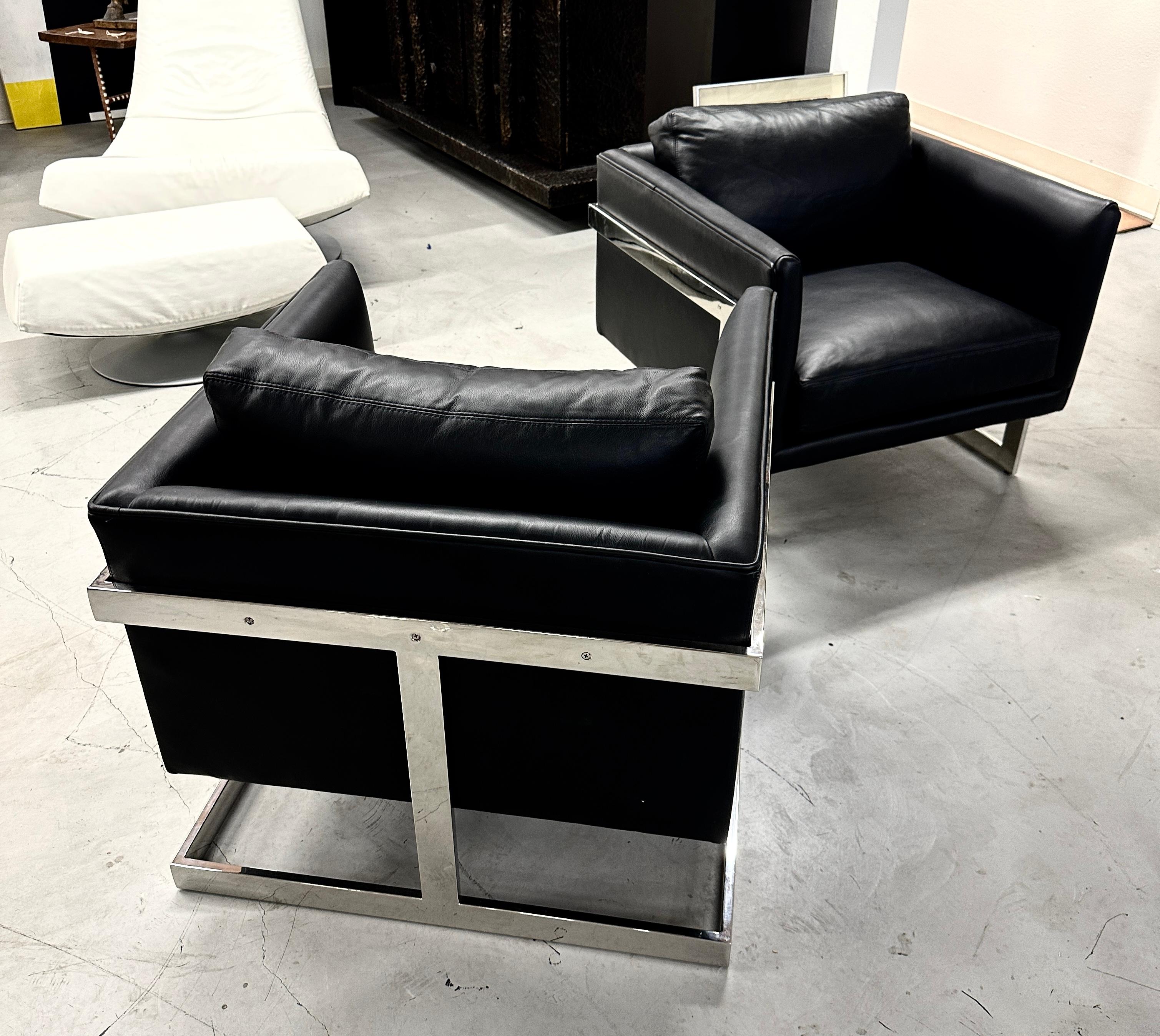 Milo Baughman for Thayer Coggin Leather T Chairs For Sale 8