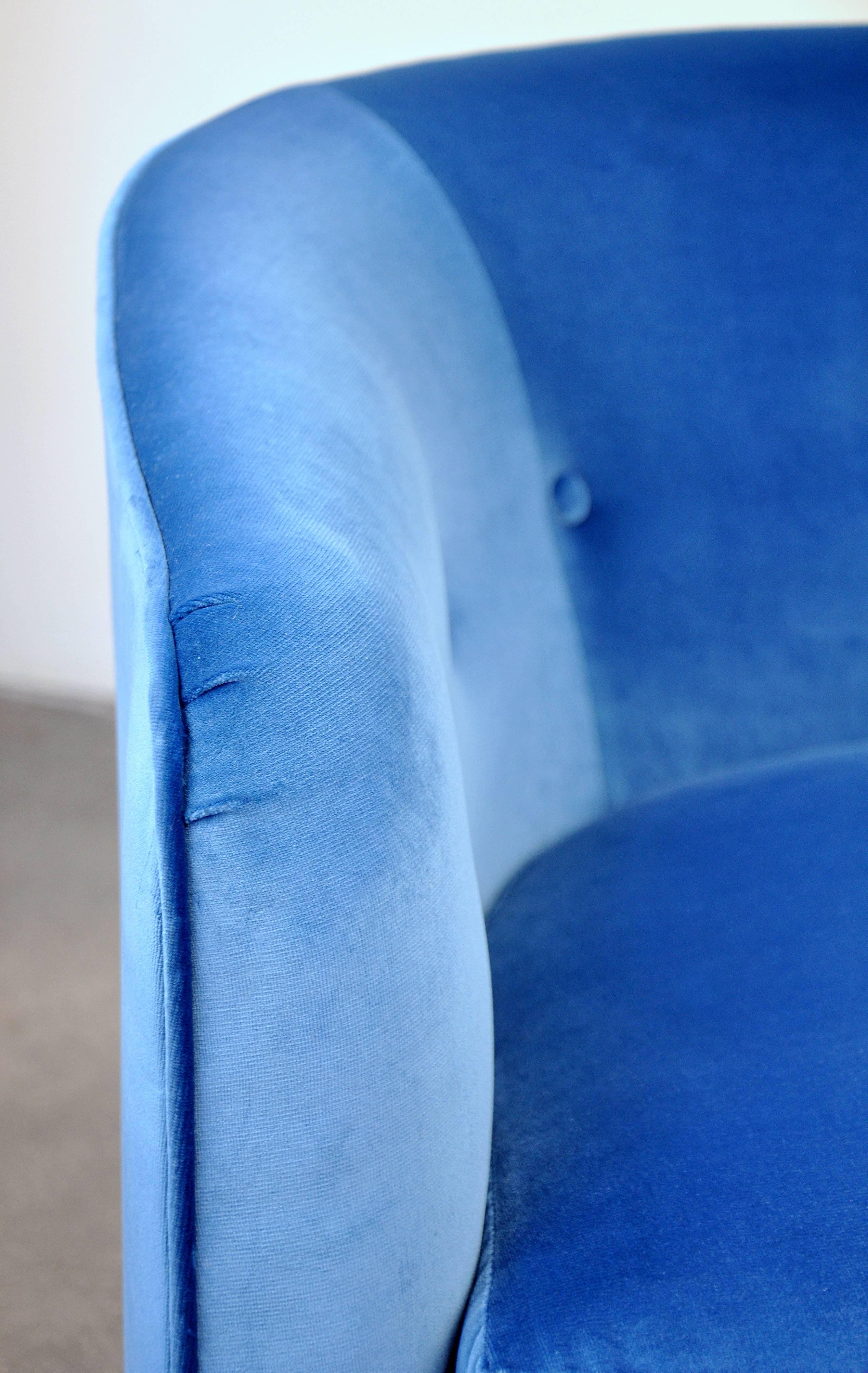 Milo Baughman for Thayer Coggin Light Blue Velvet Swivel Lounge Chair 4