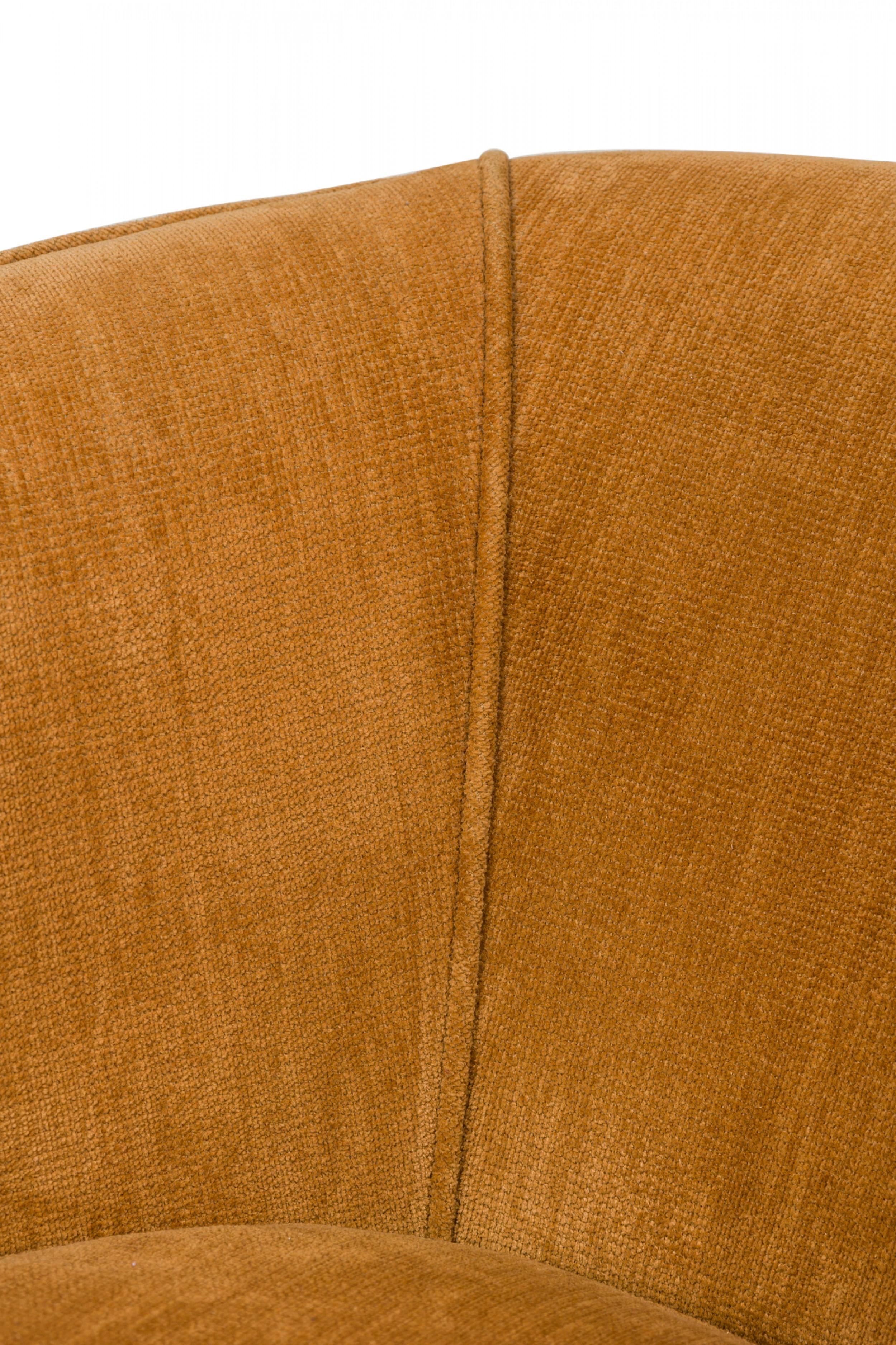 Milo Baughman for Thayer Coggin Light Brown Velour Horseshoe Lounge Armchair In Good Condition For Sale In New York, NY