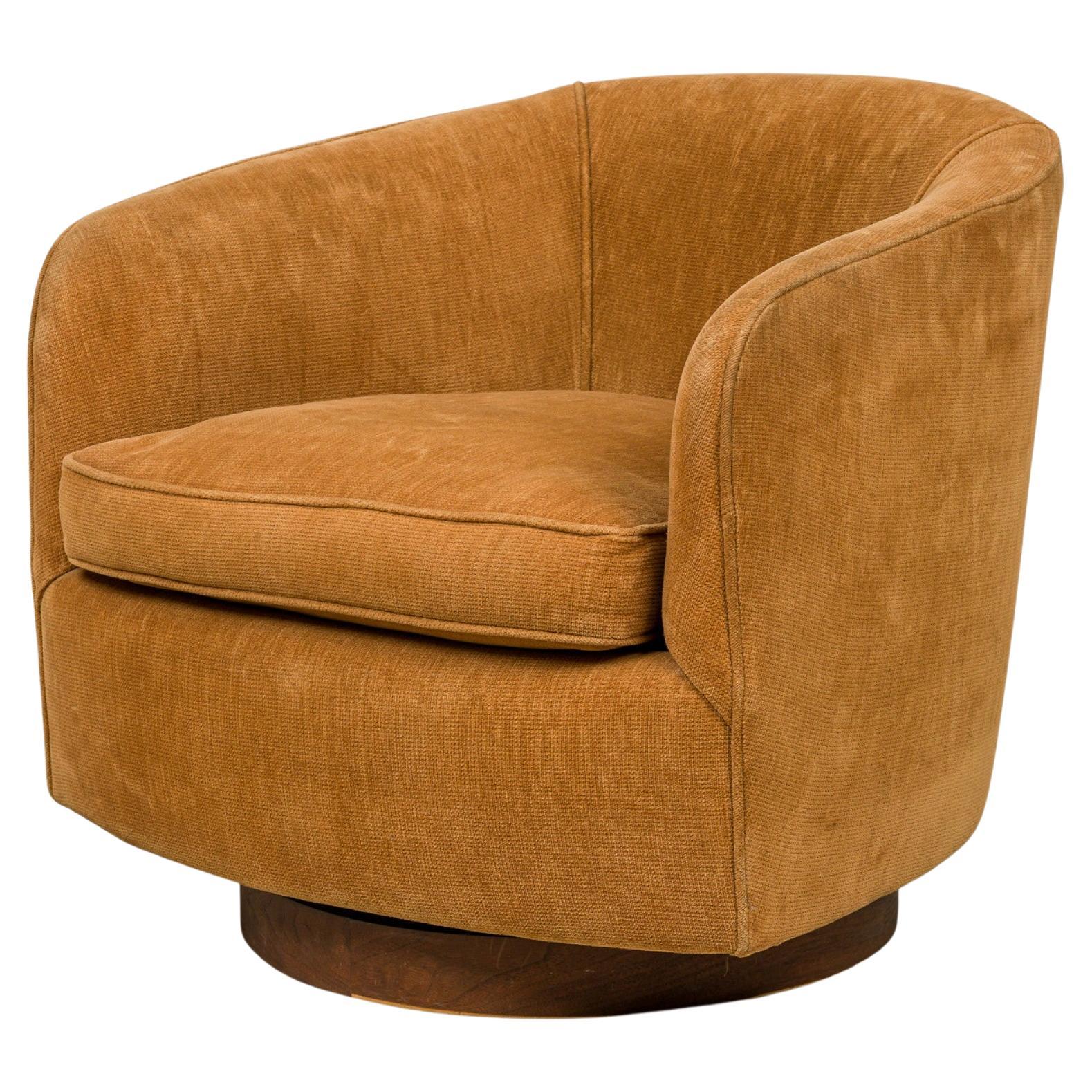 Milo Baughman for Thayer Coggin Light Brown Velour Horseshoe Lounge Armchair For Sale