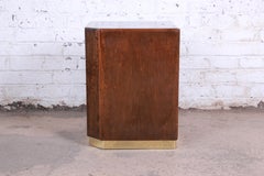 Milo Baughman for Thayer Coggin Maple and Brass Cube Side Table