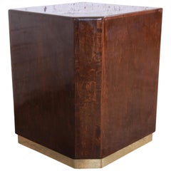 Milo Baughman for Thayer Coggin Maple and Brass Cube Side Table