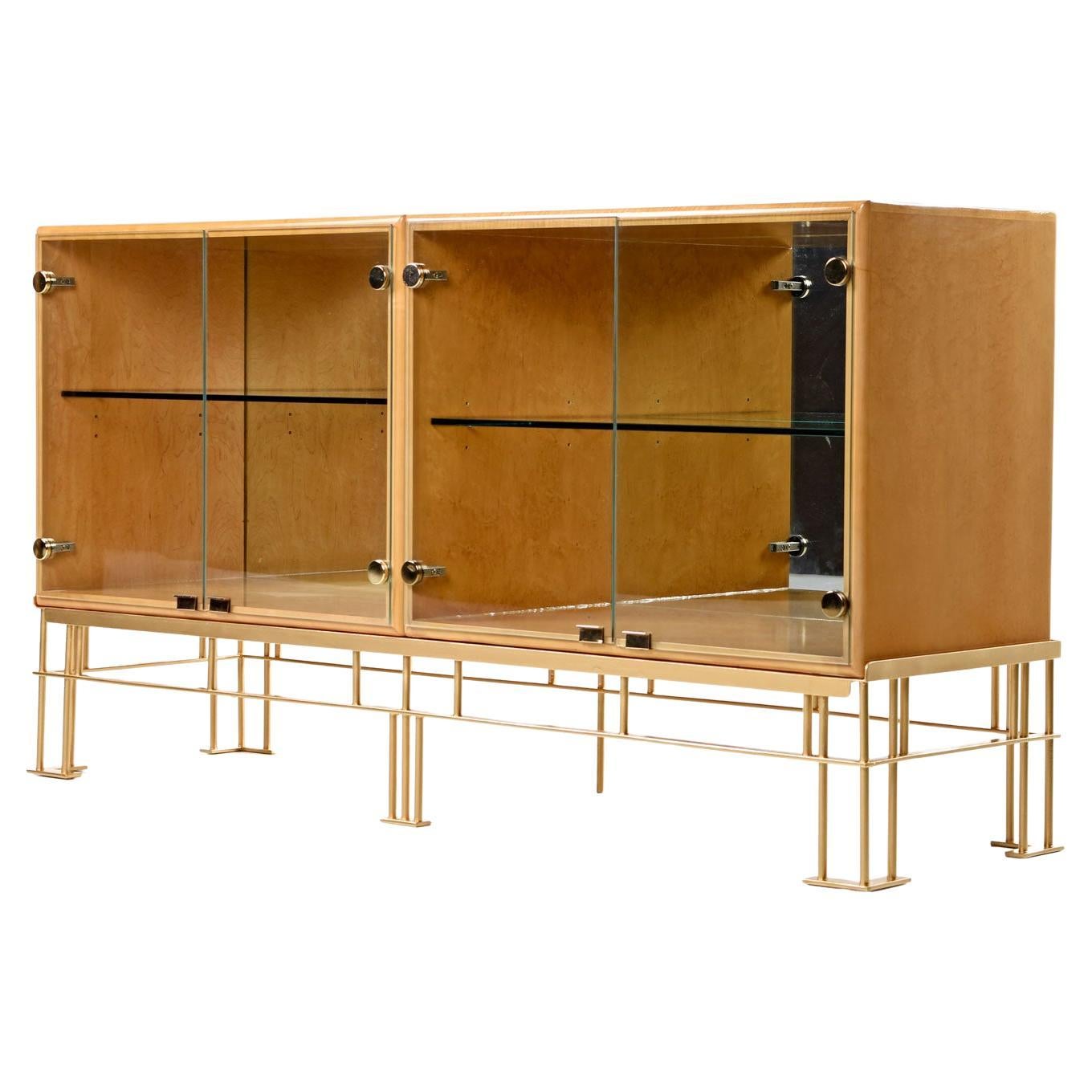 Milo Baughman for Thayer Coggin Maple Credenza with custom made Metal Base  For Sale at 1stDibs