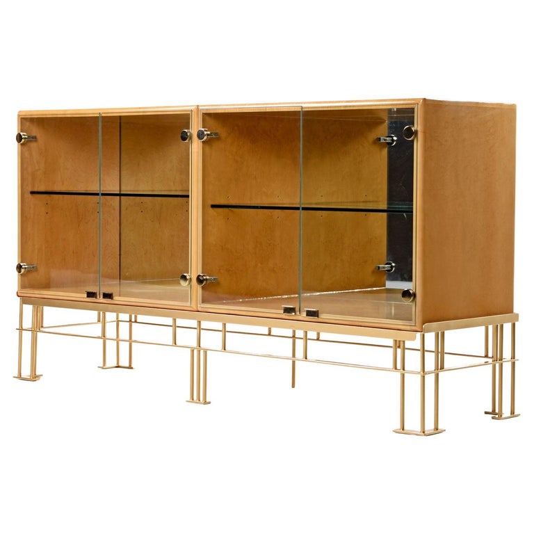 Milo Baughman for Thayer Coggin Maple Credenza with custom made Metal Base For Sale