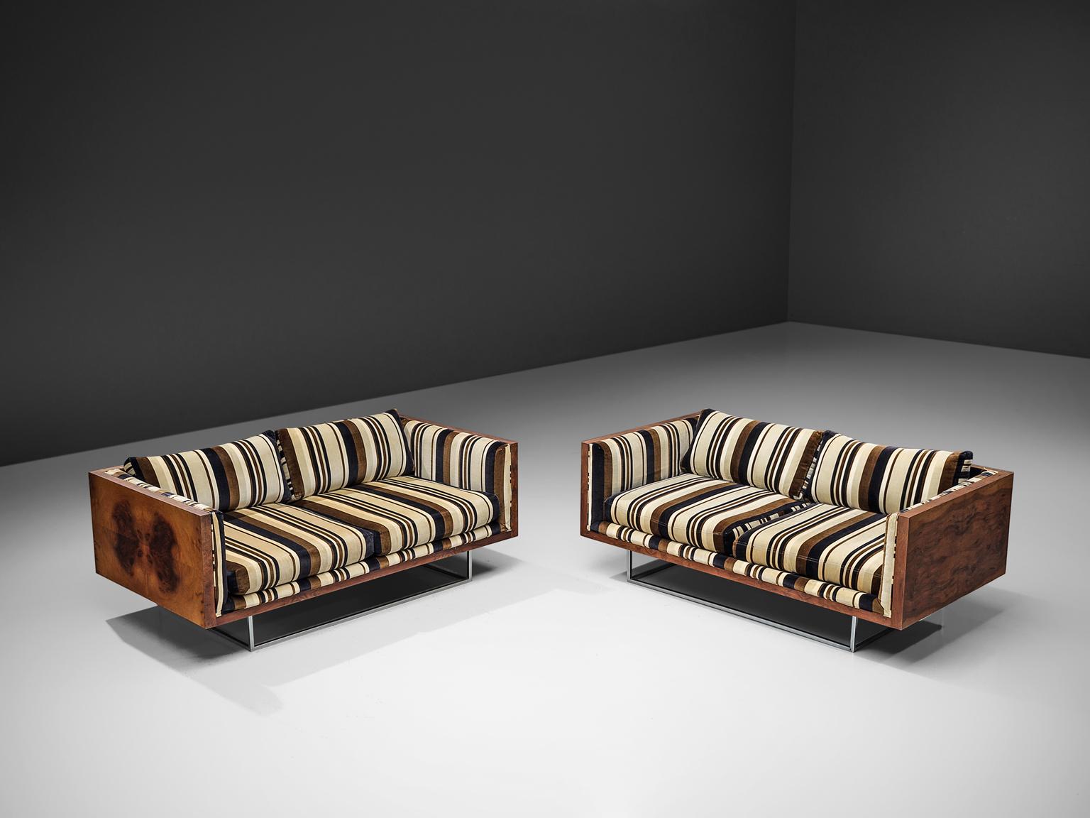 Mid-Century Modern Milo Baughman for Thayer Coggin, Matching Box Sofas in Rosewood