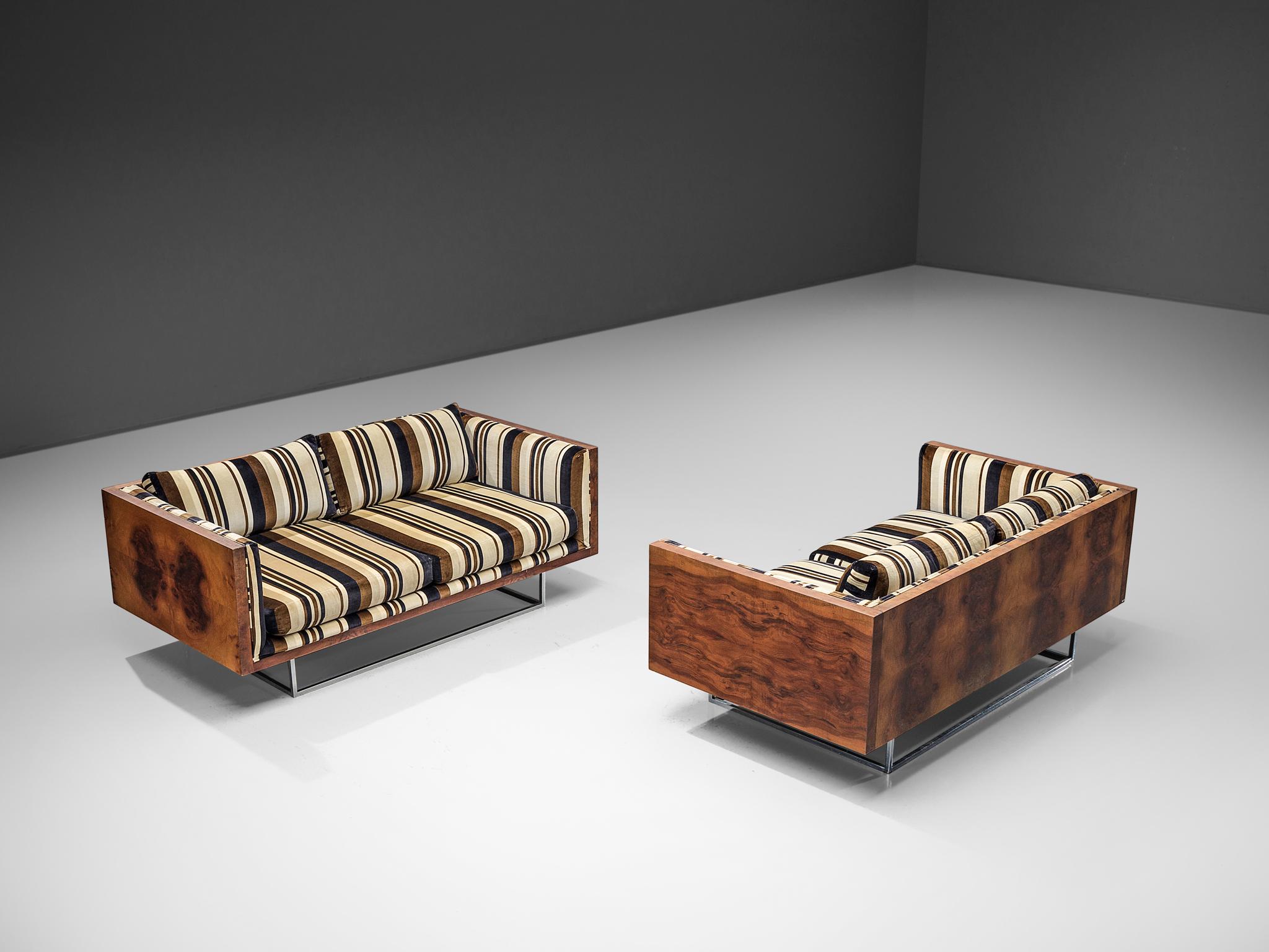 Mid-Century Modern Milo Baughman for Thayer Coggin, Matching Box Sofas in Rosewood