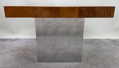 Milo Baughman for Thayer Coggin MCM Burl & Chome Coffee, Cocktail Table