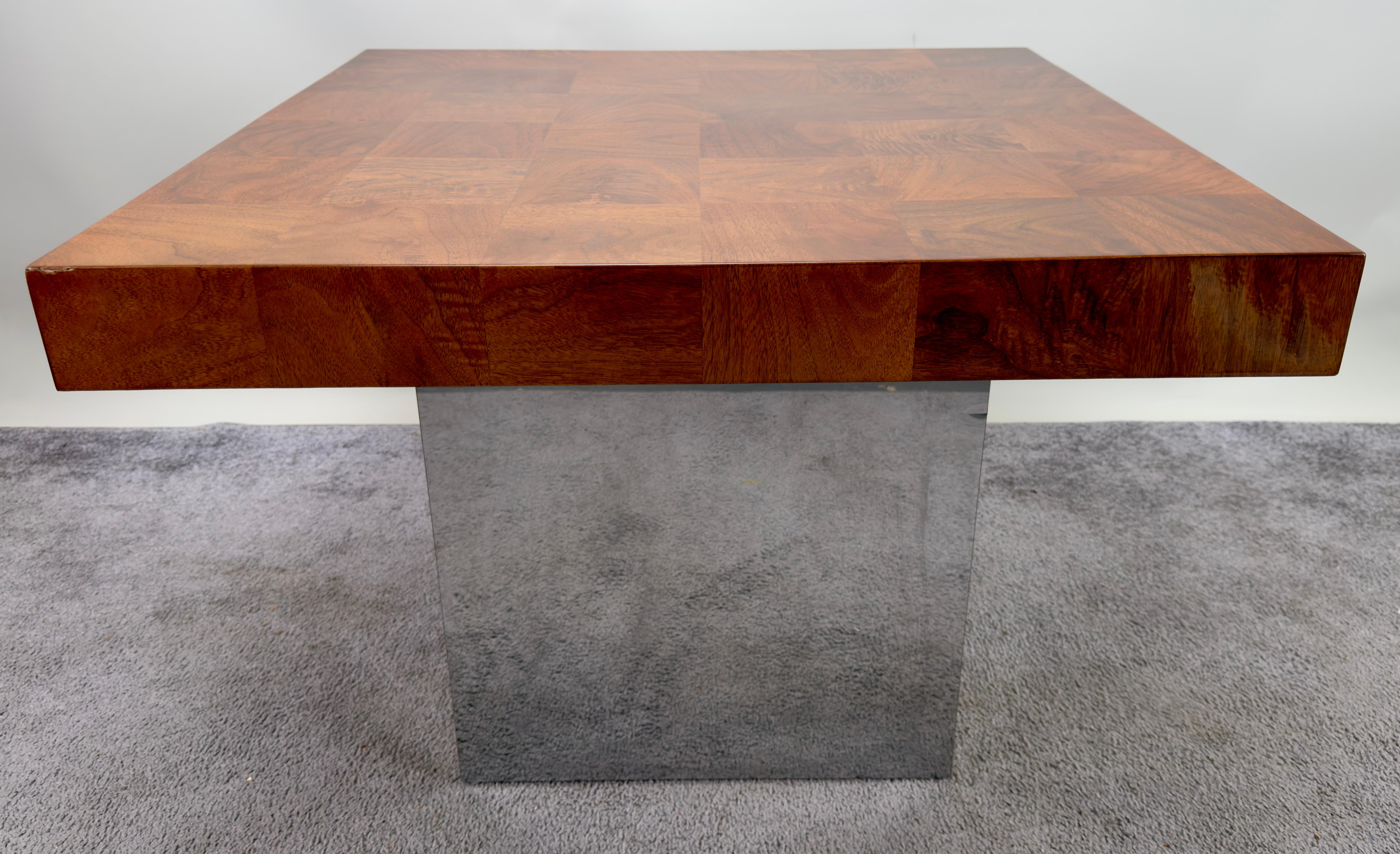 Mid-Century Modern Milo Baughman for Thayer Coggin MCM Burl & Chome Coffee, Cocktail Table  For Sale
