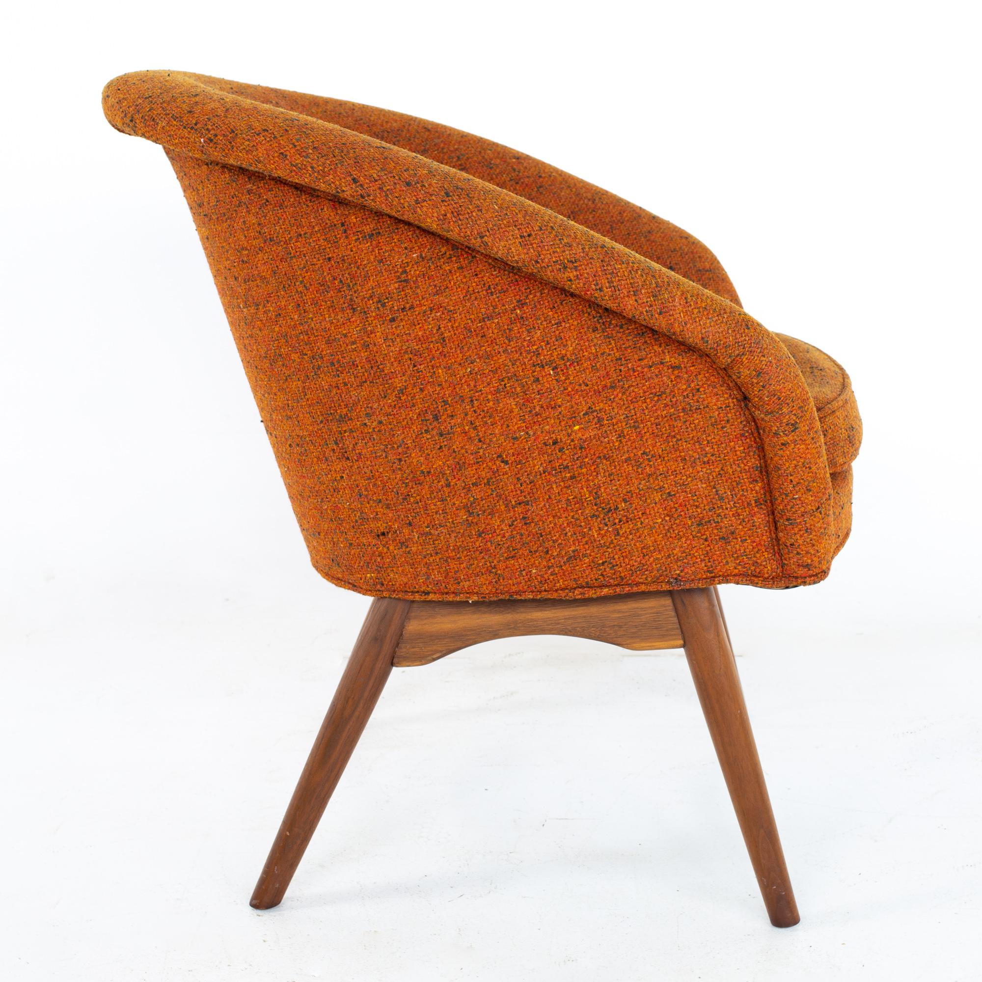 Upholstery Milo Baughman for Thayer Coggin MCM Orange Upholstered Lounge Chairs, a Pair