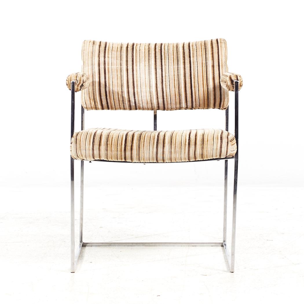 Milo Baughman for Thayer Coggin MCM Thinline Chrome Dining Chairs - Set 4 Bon état - En vente à Countryside, IL