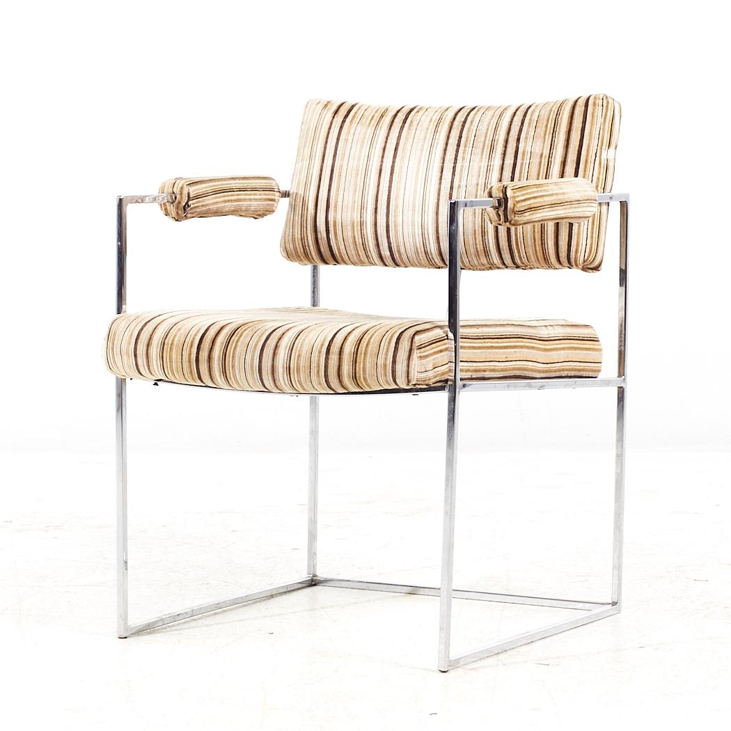 Fin du 20e siècle Milo Baughman for Thayer Coggin MCM Thinline Chrome Dining Chairs - Set 4 en vente