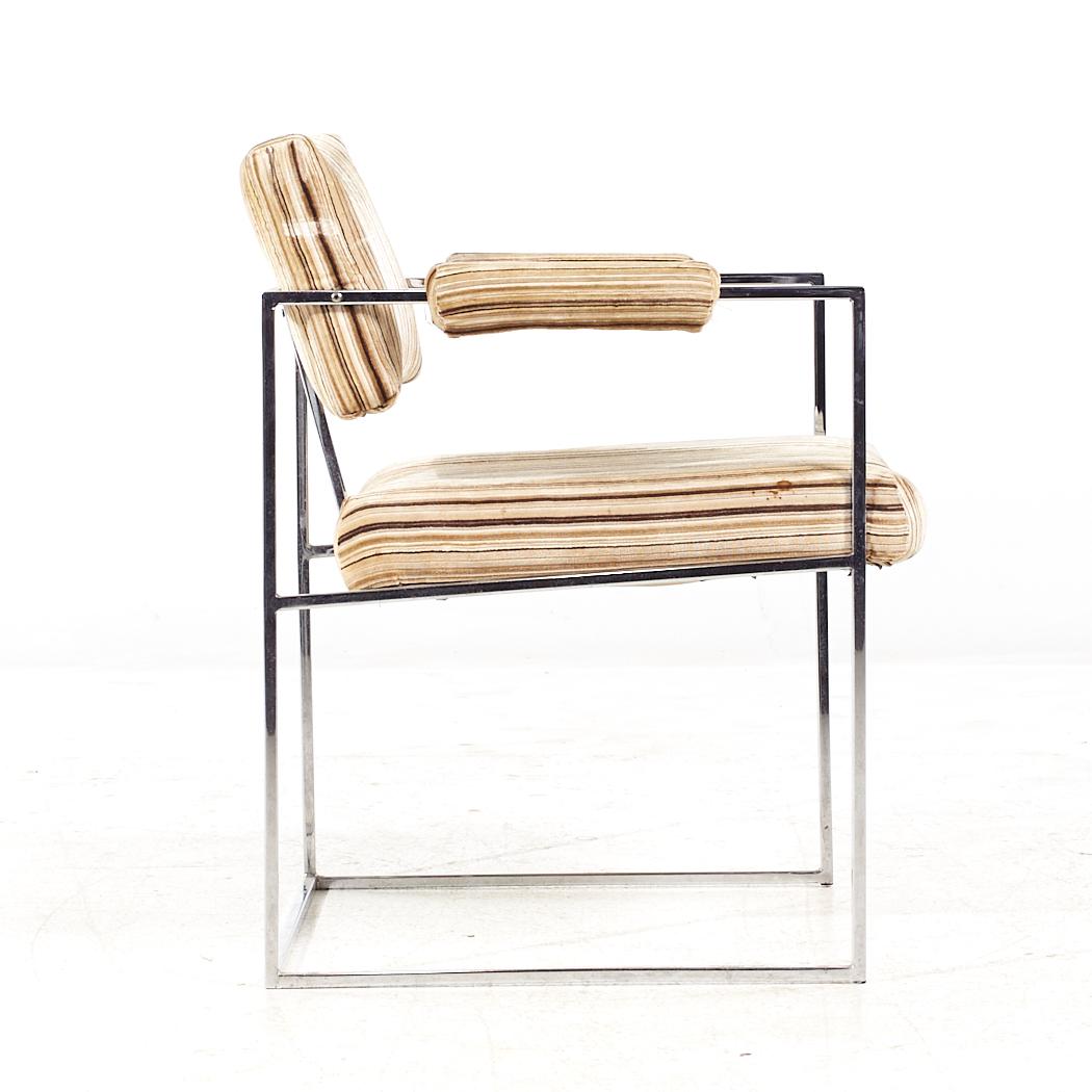Tissu d'ameublement Milo Baughman for Thayer Coggin MCM Thinline Chrome Dining Chairs - Set 4 en vente