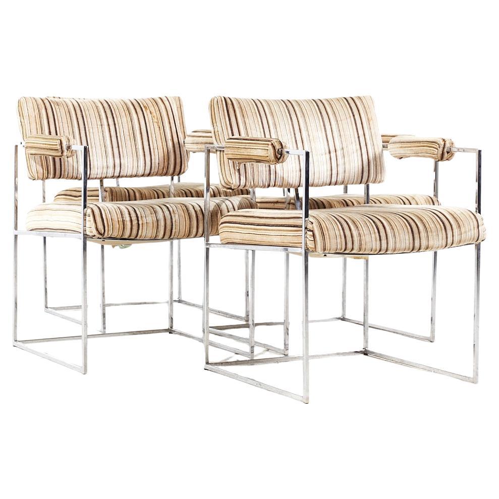 Milo Baughman for Thayer Coggin MCM Thinline Chrome Dining Chairs - Set 4 en vente