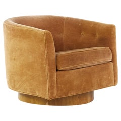 SOLD 08/04/22 Milo Baughman Thayer Coggin MCM Walnut Swivel Barrel Lounge Chair