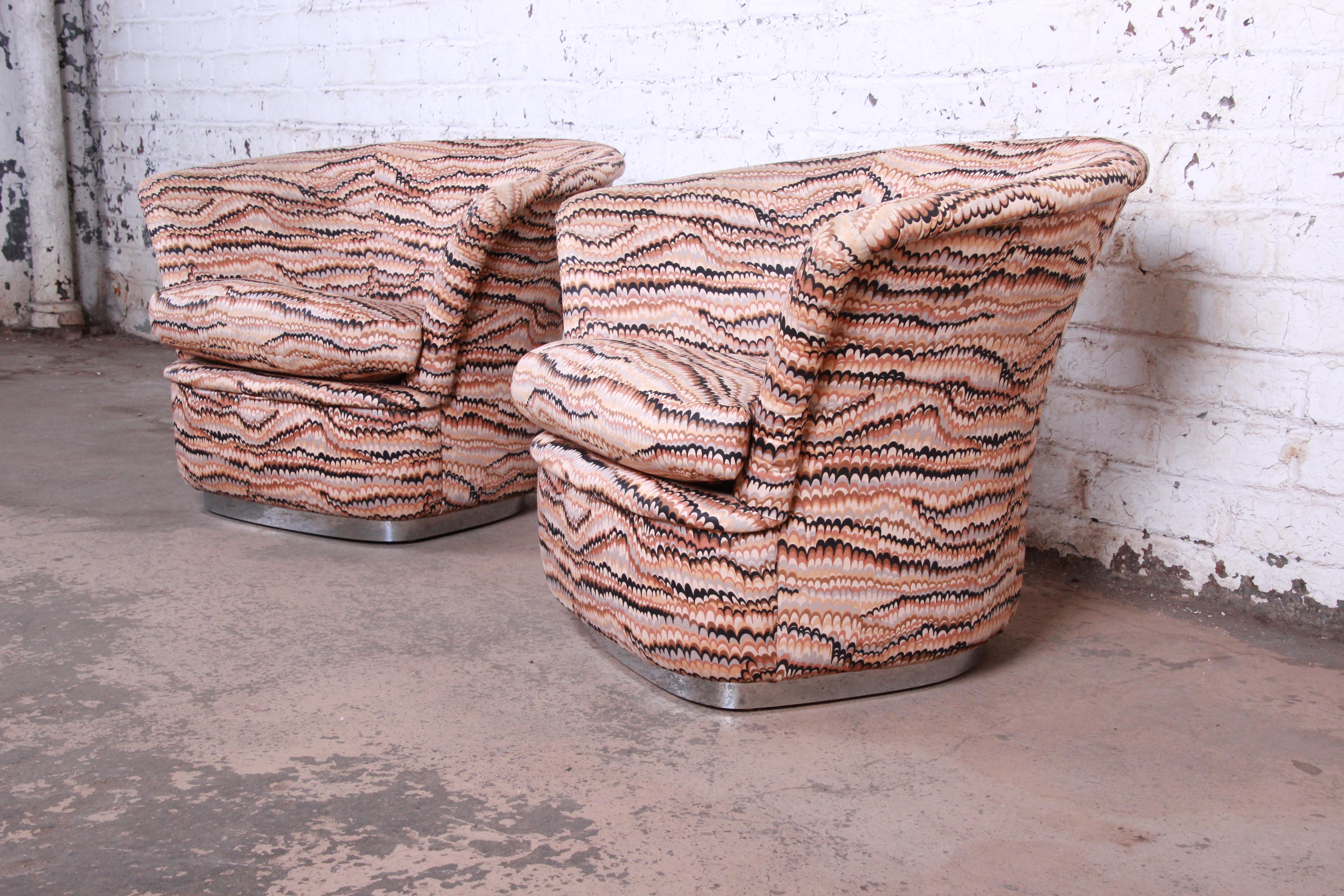 Mid-Century Modern Milo Baughman for Thayer Coggin Midcentury Barrel Back Lounge Chairs, 1970s