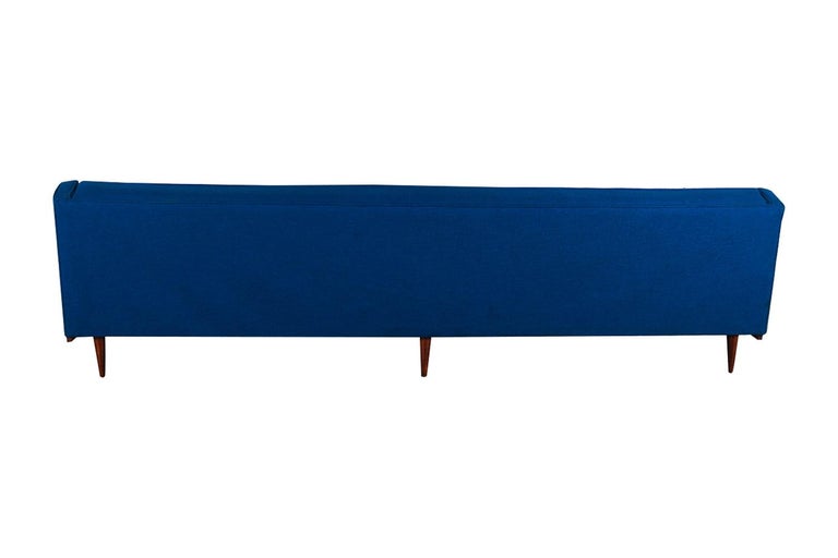 Fabric Milo Baughman for Thayer Coggin Mid Century Blue Sofa For Sale