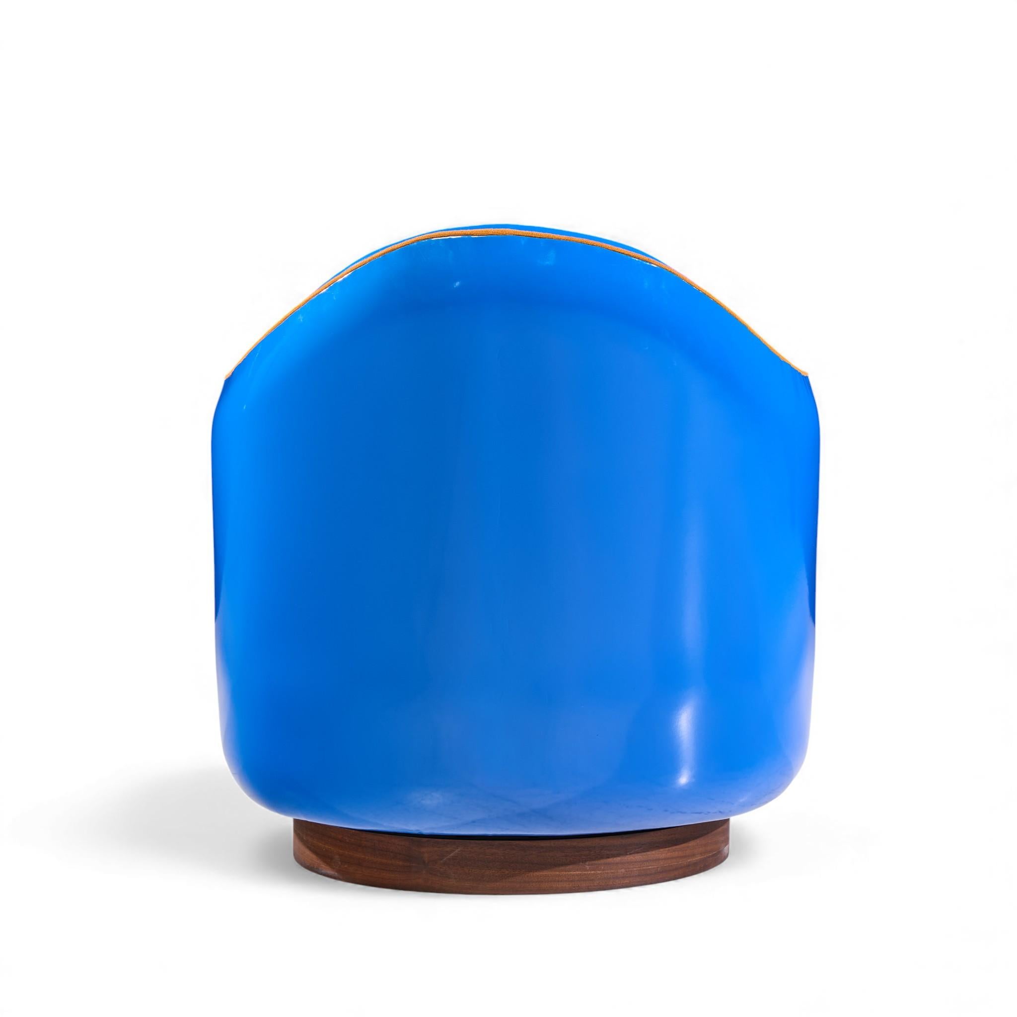 Milo Baughman for Thayer Coggin Mid Century Blue Swivel Tilt Lounge Chair - Pair For Sale 2