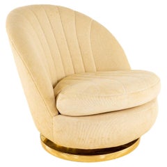 Milo Baughman for Thayer Coggin Mid Century Brass Base Swivel Lounge Chair