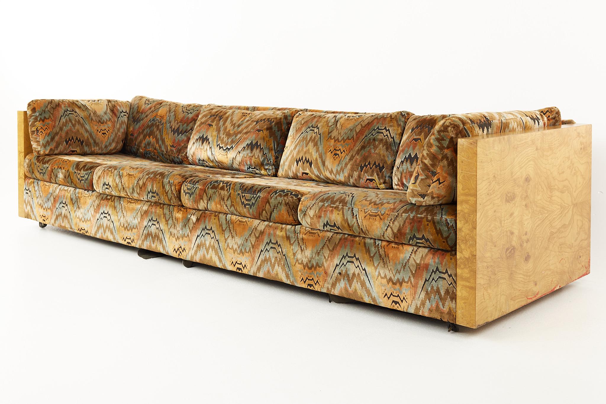 Mid-Century Modern Milo Baughman for Thayer Coggin Mid Century Burlwood 4 Seat Case Sofa