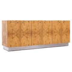 Credenza de madera de Burl de mediados de siglo Milo Baughman para Thayer Coggin