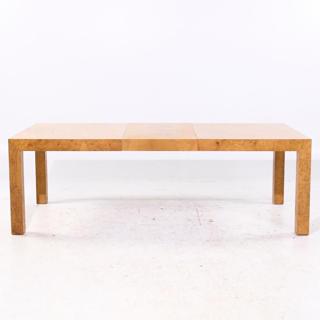 Milo Baughman for Thayer Coggin Mid Century Burlwood Dining Table with 2 Leaves For Sale 5