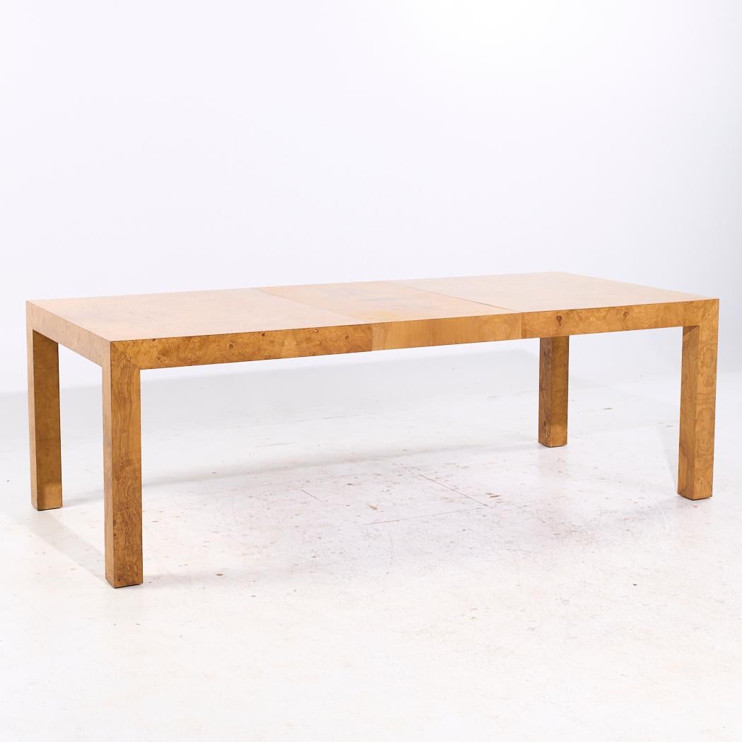 Milo Baughman for Thayer Coggin Mid Century Burlwood Dining Table with 2 Leaves For Sale 6