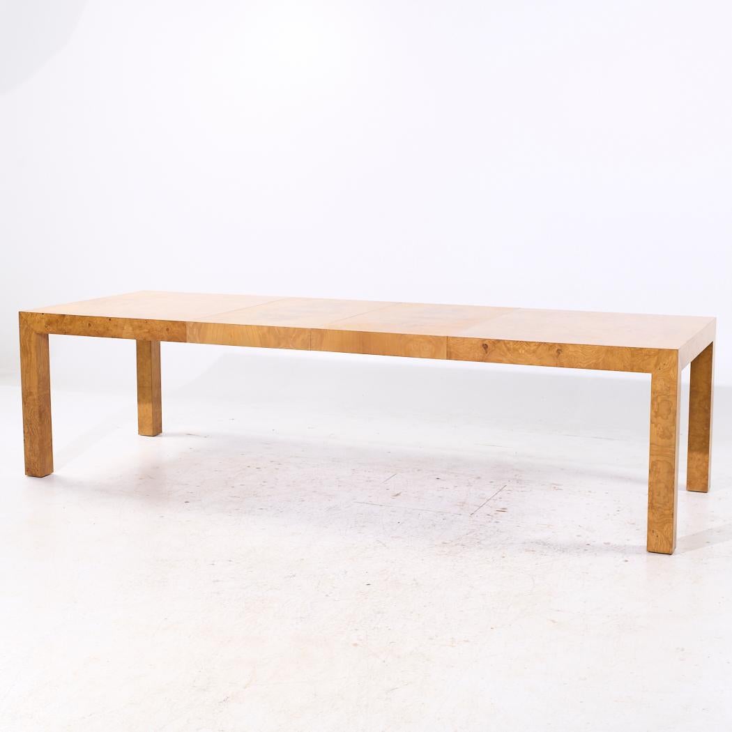 Mid-Century Modern Milo Baughman for Thayer Coggin Mid Century Burlwood Dining Table with 2 Leaves For Sale