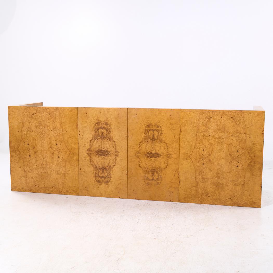 American Milo Baughman for Thayer Coggin Mid Century Burlwood Dining Table with 2 Leaves For Sale