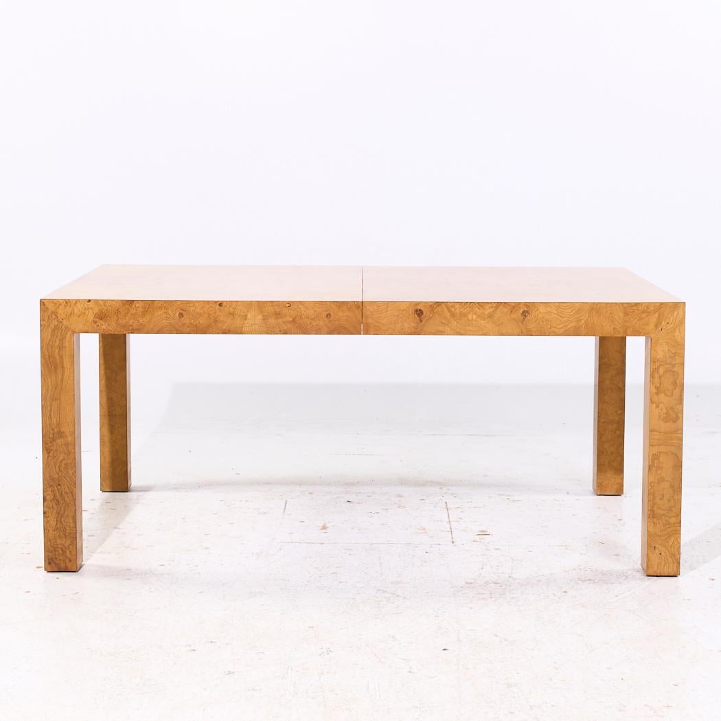 Late 20th Century Milo Baughman for Thayer Coggin Mid Century Burlwood Dining Table with 2 Leaves For Sale