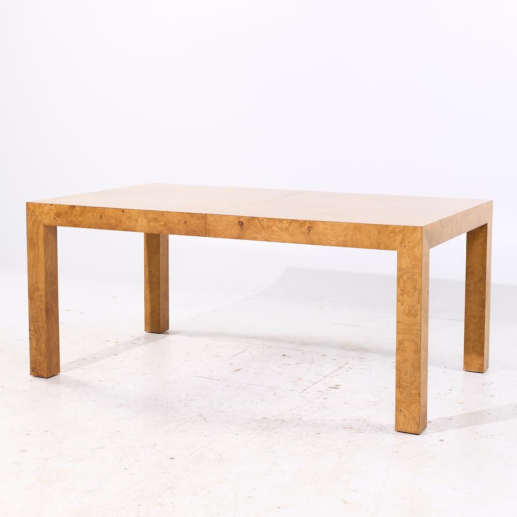 Milo Baughman for Thayer Coggin Mid Century Burlwood Dining Table with 2 Leaves For Sale 1