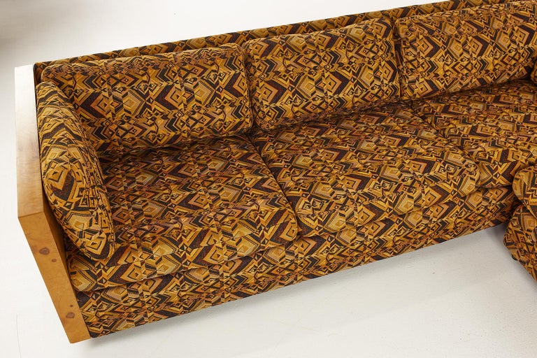 Milo Baughman for Thayer Coggin Mid Century Burlwood Sectional Sofa For Sale 2