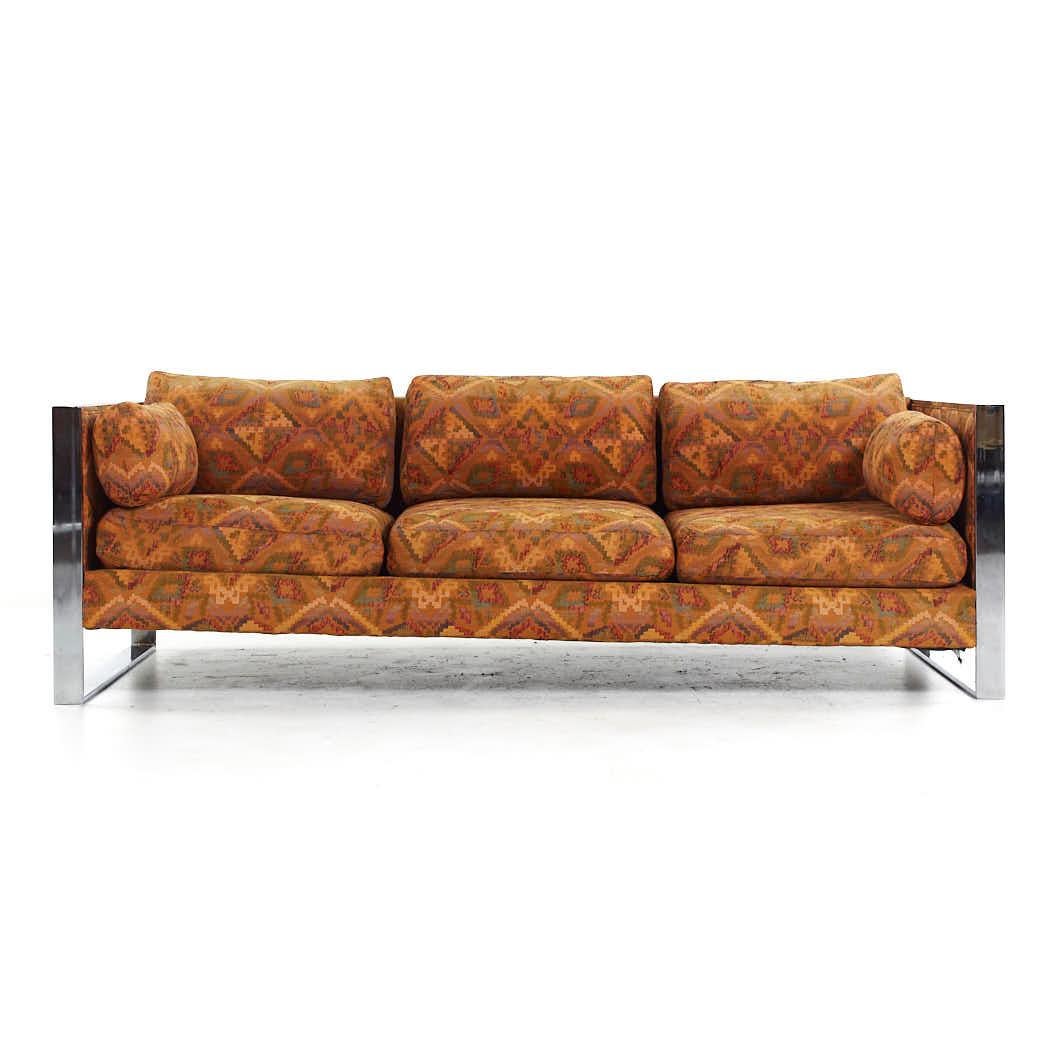 Canapé mi-siècle chromé et canné Milo Baughman pour Thayer Coggin

Ce canapé mesure : 80,25 de large x 34 de profond x 25 de haut, avec une hauteur d'assise de 17 et une hauteur d'accoudoir de 25 pouces.

Tous les meubles peuvent être achetés dans