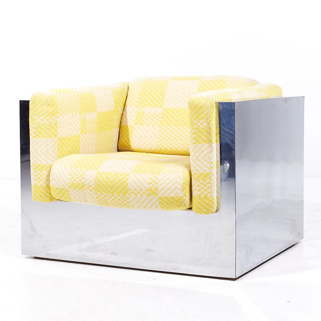 Mid-Century Modern Milo Baughman for Thayer Coggin Mid Century Chrome Lounge Chair For Sale