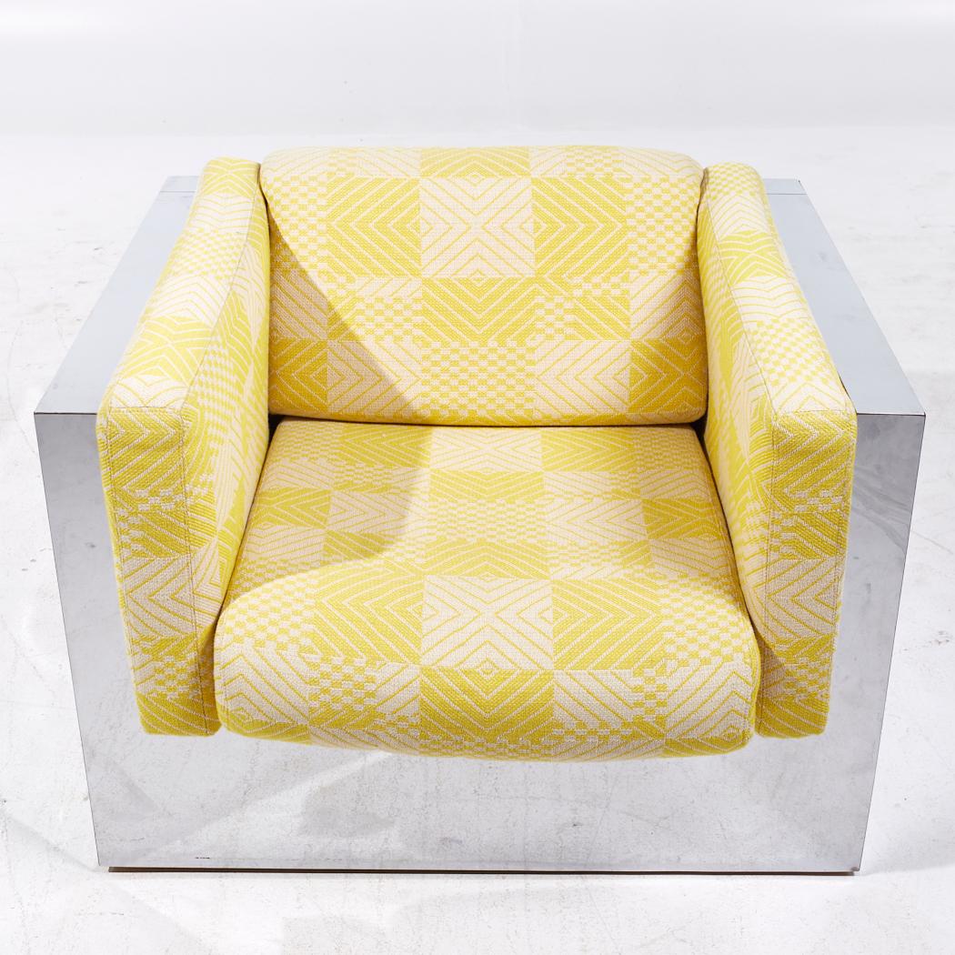 Milo Baughman for Thayer Coggin Mid Century Chrome Lounge Chair For Sale 2