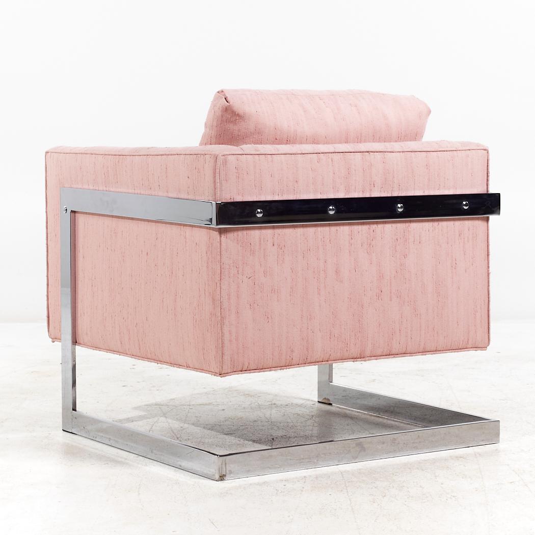 Milo Baughman für Thayer Coggin Mid Century Chrome Lounge Stühle - Paar im Angebot 4