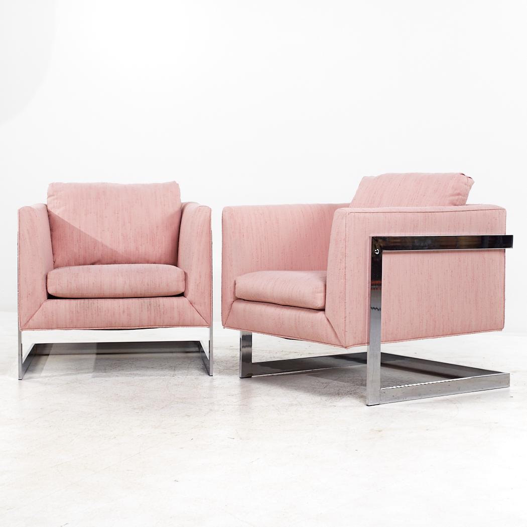 Milo Baughman für Thayer Coggin Mid Century Chrome Lounge Stühle - Paar (Moderne der Mitte des Jahrhunderts) im Angebot