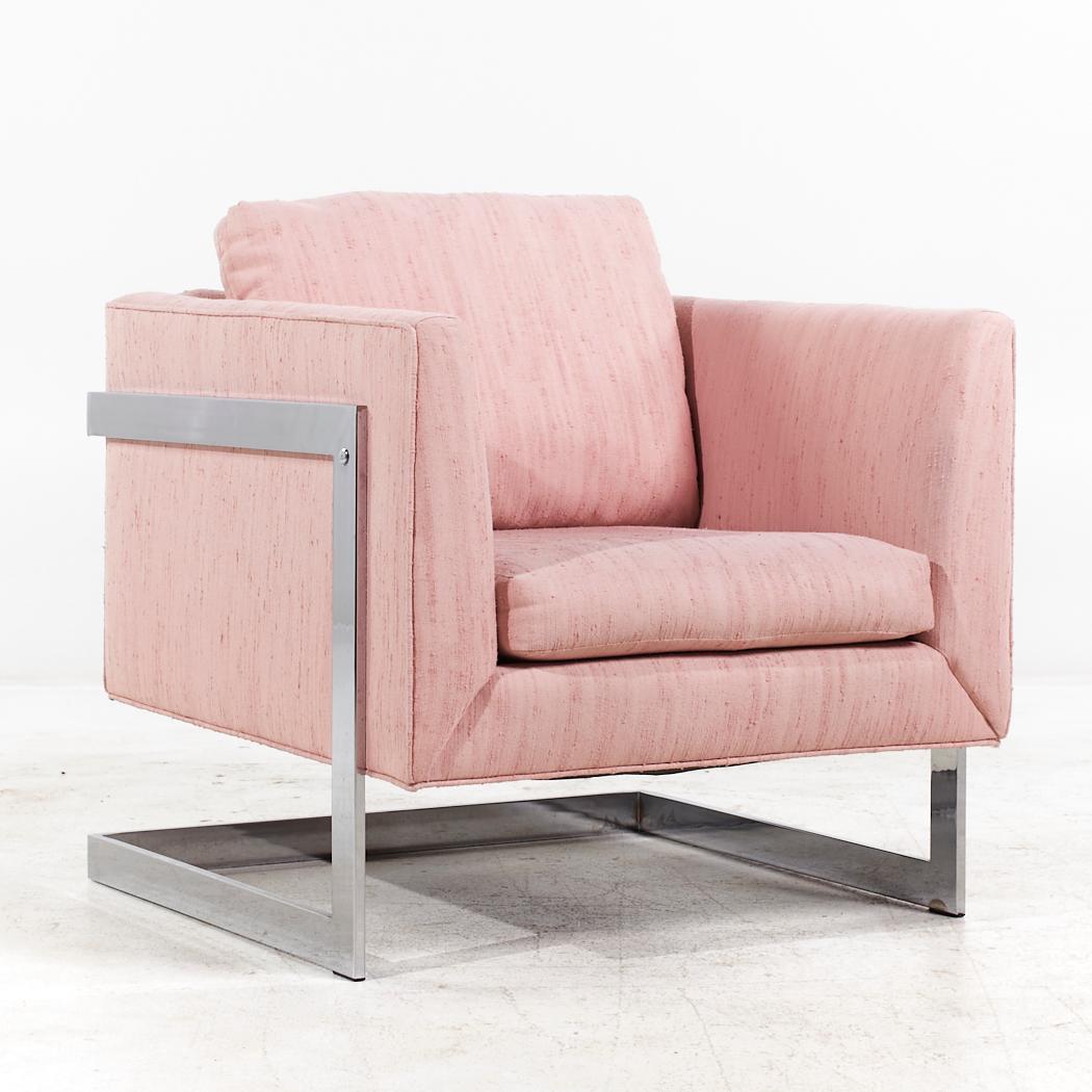 Milo Baughman für Thayer Coggin Mid Century Chrome Lounge Stühle - Paar (amerikanisch) im Angebot