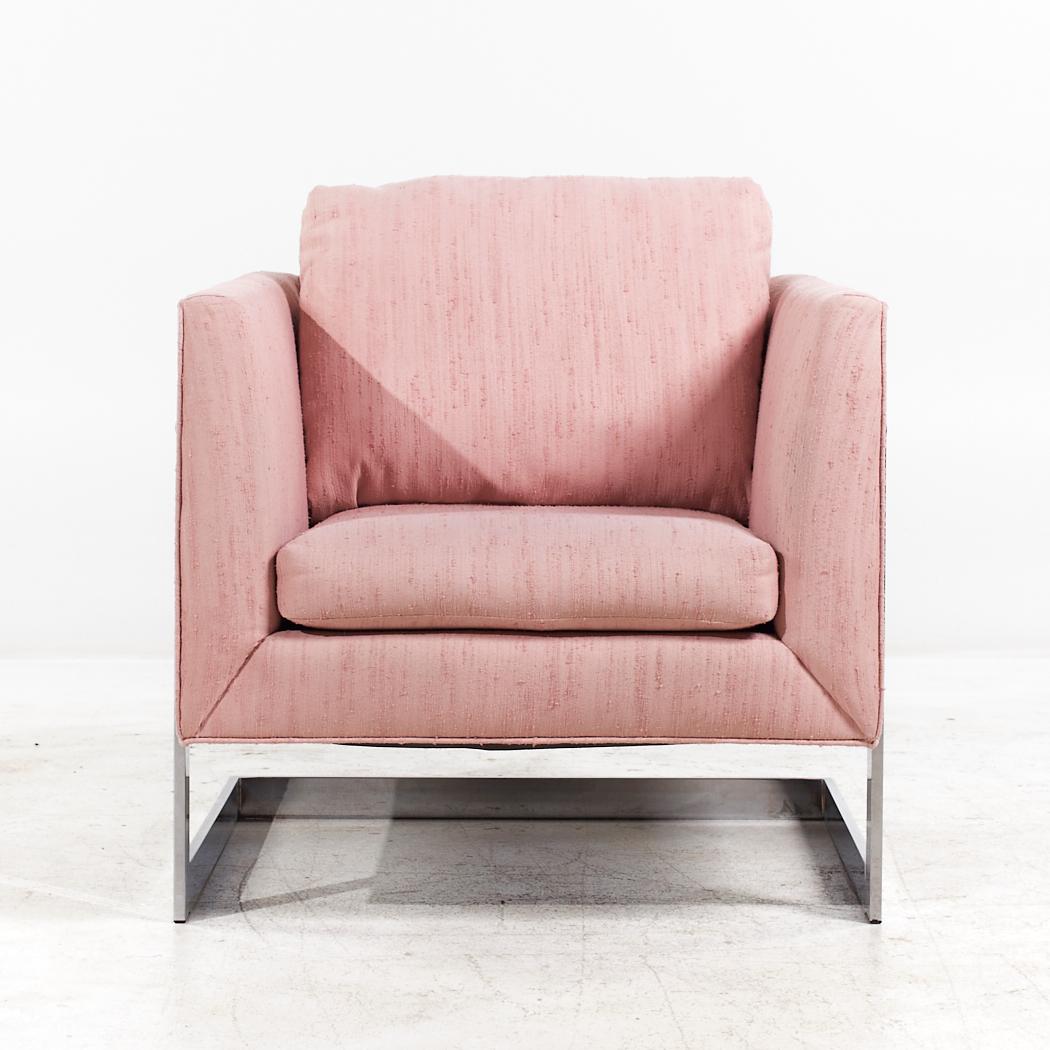 Milo Baughman für Thayer Coggin Mid Century Chrome Lounge Stühle - Paar im Zustand „Gut“ im Angebot in Countryside, IL