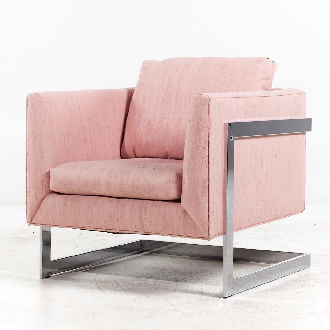 Milo Baughman für Thayer Coggin Mid Century Chrome Lounge Stühle - Paar (Ende des 20. Jahrhunderts) im Angebot