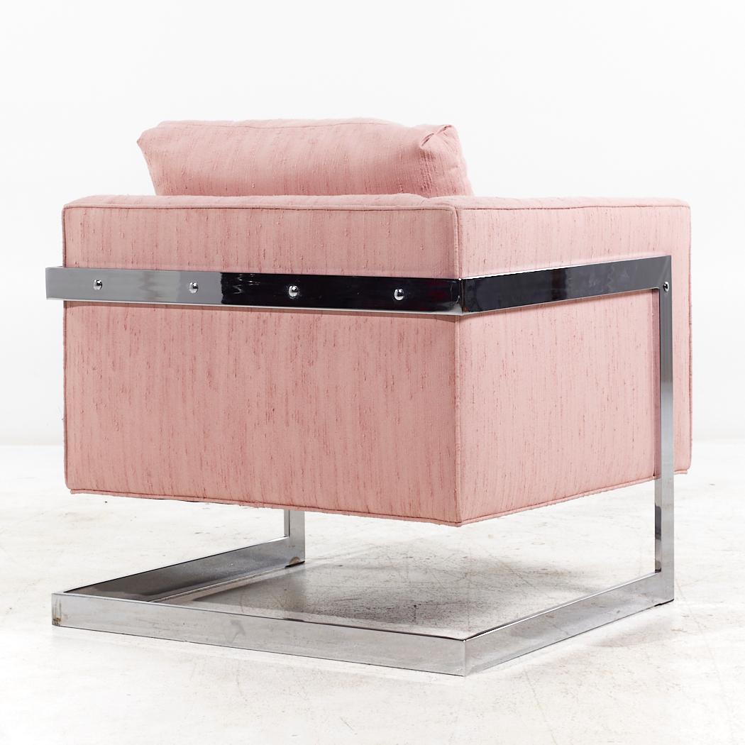 Milo Baughman für Thayer Coggin Mid Century Chrome Lounge Stühle - Paar im Angebot 2