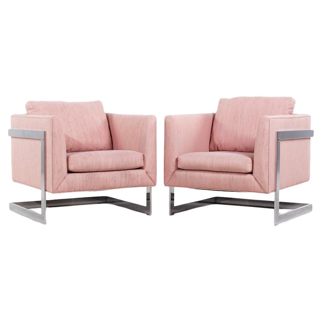 Milo Baughman für Thayer Coggin Mid Century Chrome Lounge Stühle - Paar im Angebot