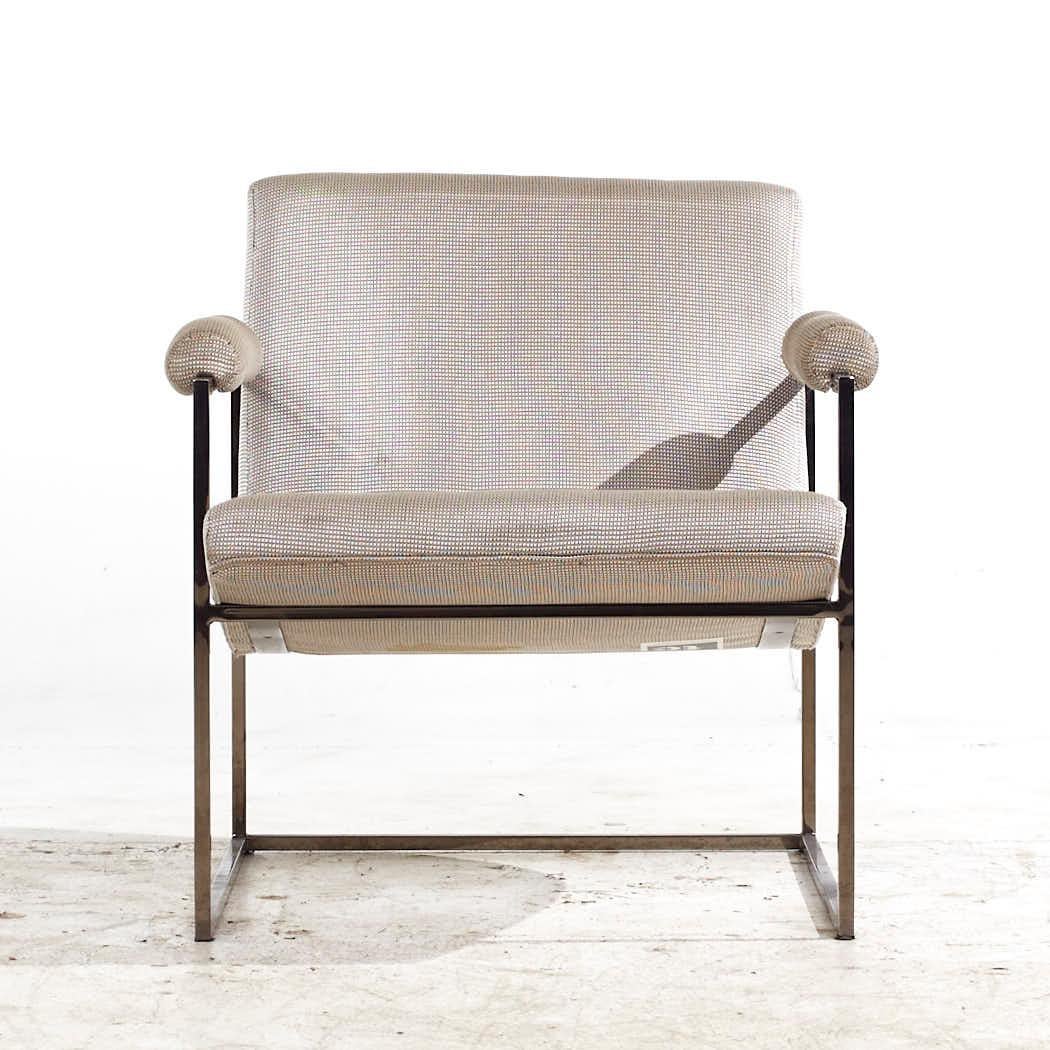 Milo Baughman for Thayer Coggin Mid Century Chrome Scoop Lounge Chairs - Pair In Good Condition In Franklin Park, IL