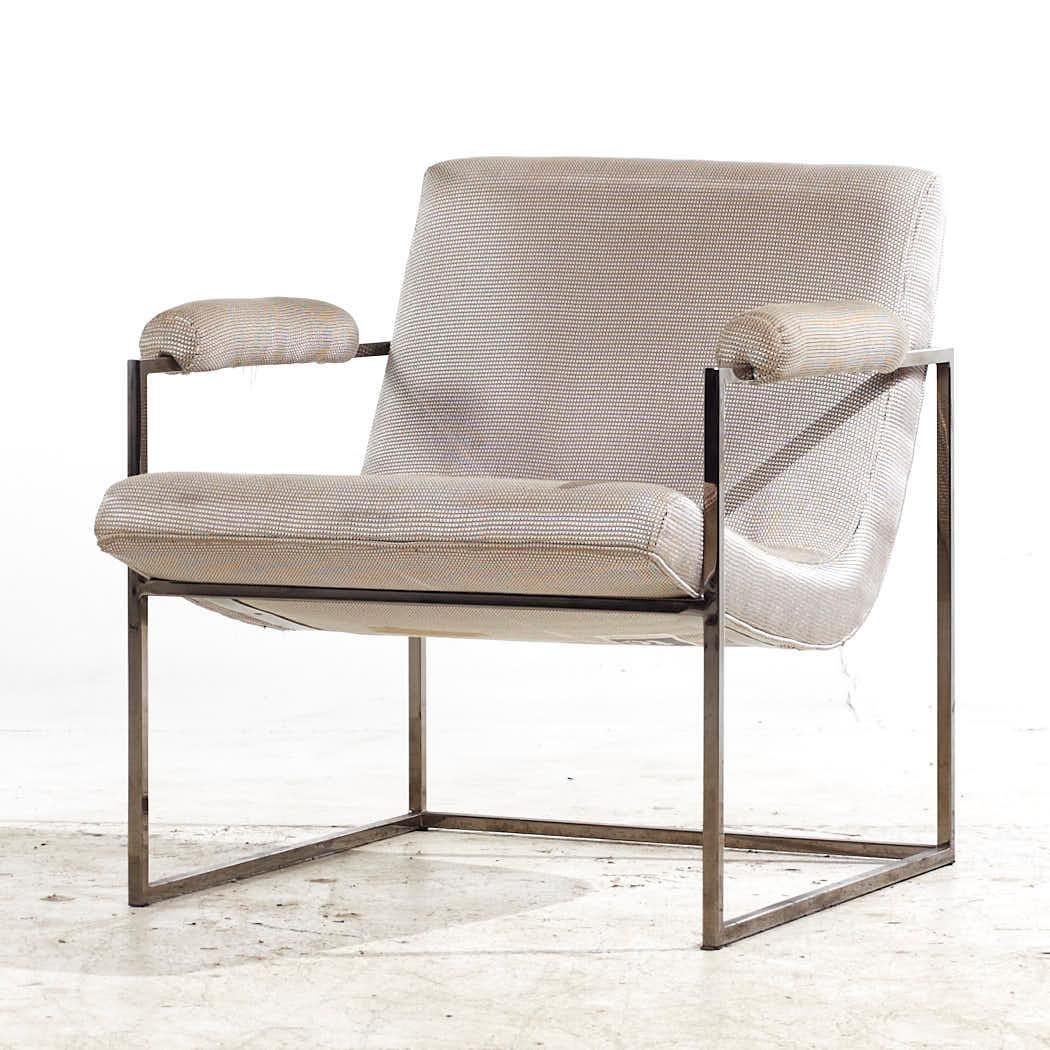 Late 20th Century Milo Baughman for Thayer Coggin Mid Century Chrome Scoop Lounge Chairs - Pair