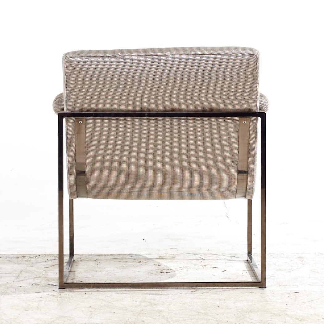 Milo Baughman for Thayer Coggin Mid Century Chrome Scoop Lounge Chairs - Pair 1