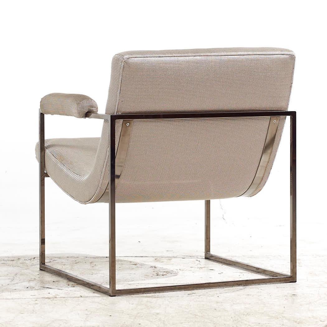 Milo Baughman for Thayer Coggin Mid Century Chrome Scoop Lounge Chairs - Pair 2