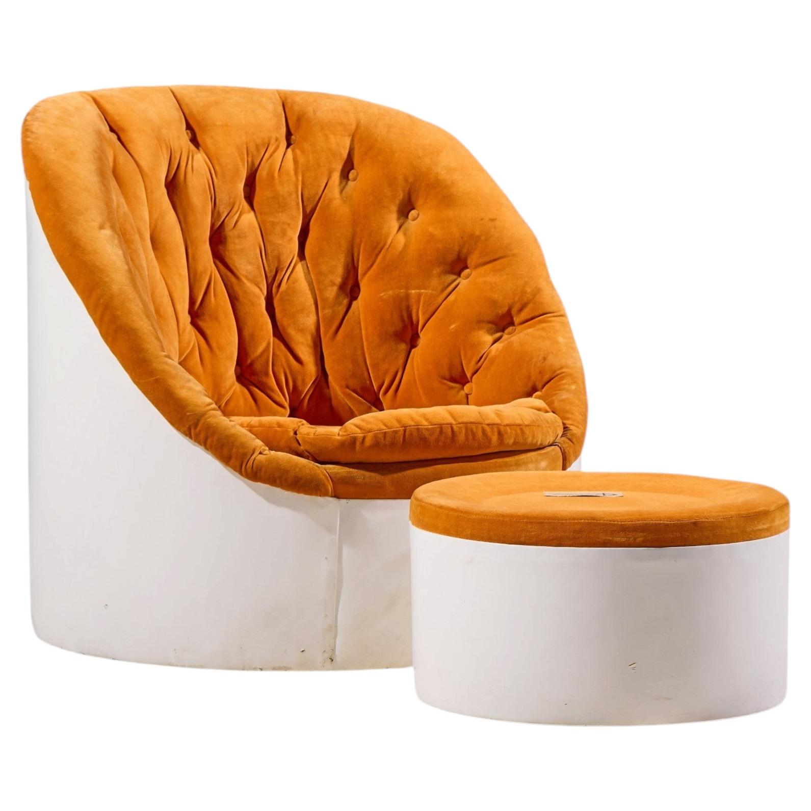 Milo Baughman for Thayer Coggin Mid Century Lounge Chair and Ottoman For Sale