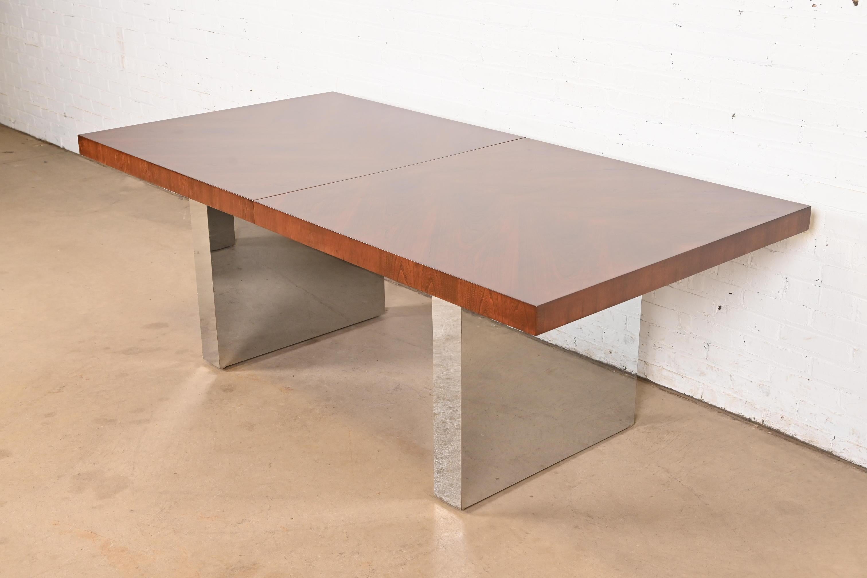 Chrome Milo Baughman for Thayer Coggin Mid-Century Modern Dining Table, Refinished For Sale