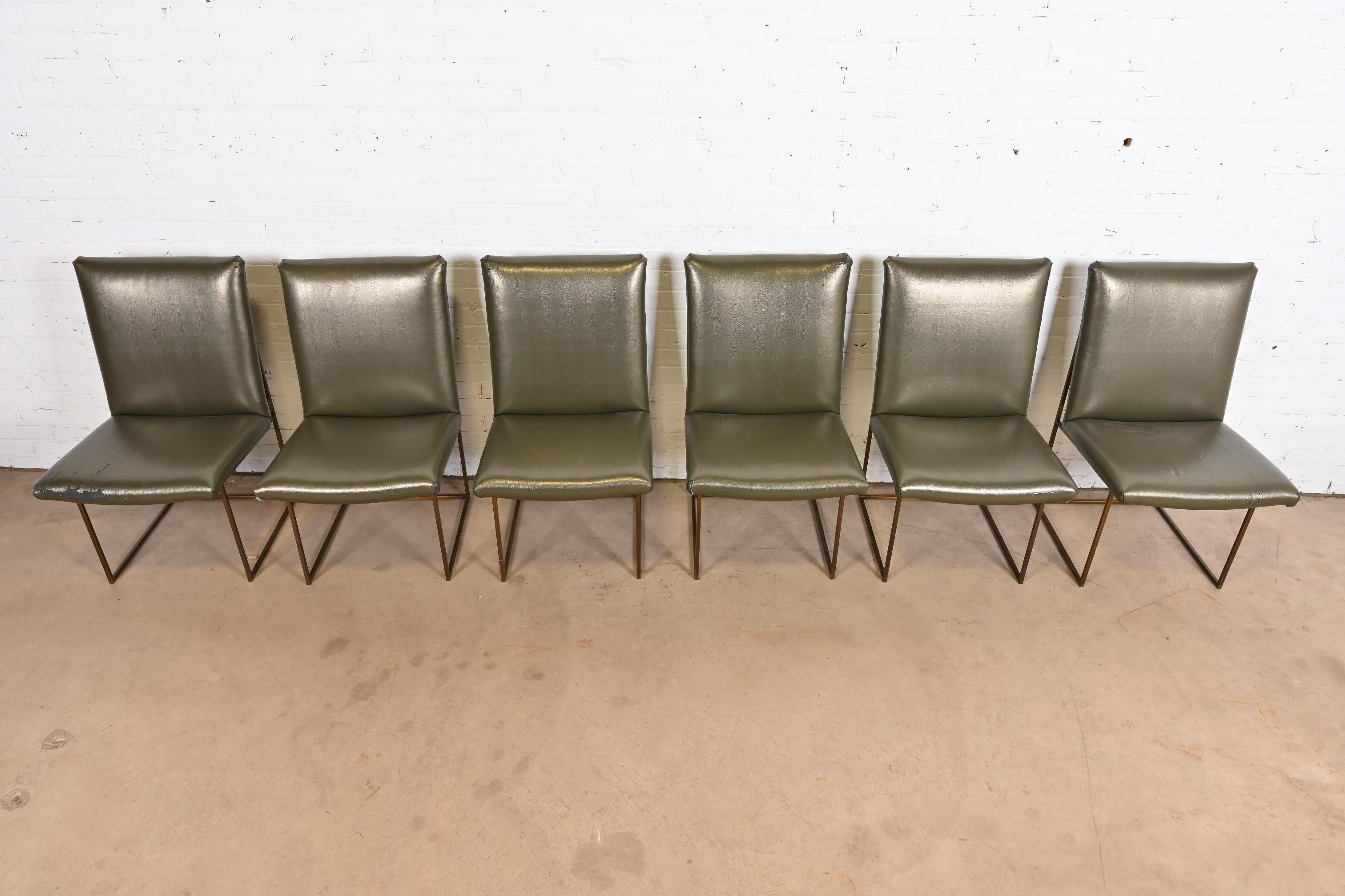 Brass Milo Baughman for Thayer Coggin Mid-Century Modern Hollywood Regency Chairs